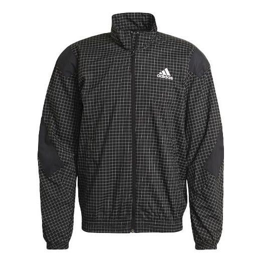 adidas M Primeblue Tt Plaid Pattern Loose Sports Jacket Black GM6511