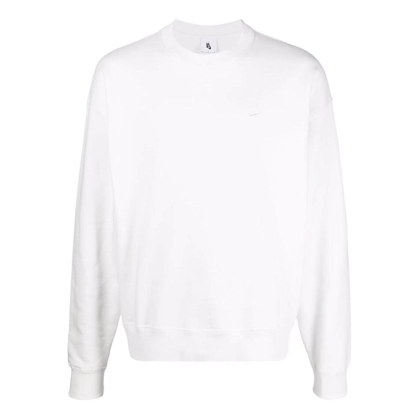 Men's Nike Embroidered Logo Solid Color Round Neck Long Sleeves White CV0554-121