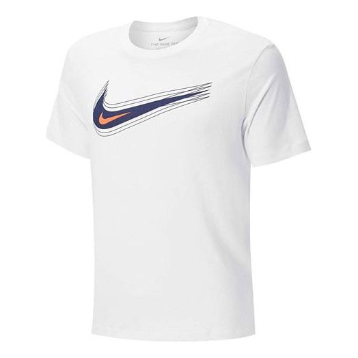 Nike Athleisure Casual Sports Printing Logo Round Neck Short Sleeve White DB6470-100
