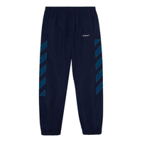 Men's Off-White SS22 Logo Stripe Printing Casual Sports Pants/Trousers/Joggers Navy Blue OMCJ015S22FAB0014648
