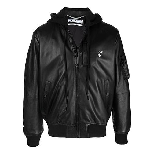Off-White SS21 Printing Hooded Jacket Black OMJA056R21LEA0011001