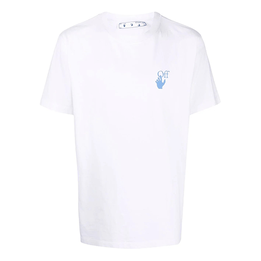 Off-White FW21 Logo Embroidered Alphabet Short Sleeve Ordinary Version White OMAA027F21JER0040184
