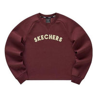 (WMNS) Skechers Logo Printed Crew Sweater 'Burgundy White' L123W011-00V0