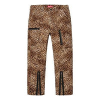 Supreme SS19 Velvet Flight Pant Zipper Pocket Long Pants Casual Pants Leopard print SUP-SS19-679