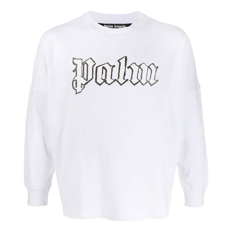 Men's PALM ANGELS Logo Short Sleeve White PMAB001E20JER0030182