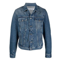 Off-White FW21 lapel Denim Jacket Version Blue OMYE067F21DEN0024501