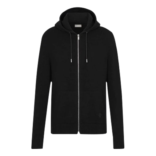 DIOR Cashmere Plain Knitted Cloth Zip Sports For Men Black 013M200AT956-C989