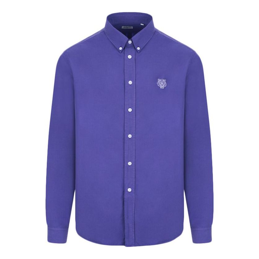 KENZO FW20 Tiger Head Pattern Long Sleeve Shirt Male Blue FA55CH4001LA-80