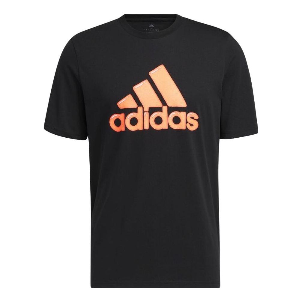 adidas Logo Pen Fill Sportswear Graphic Tee 'Black' HS2513