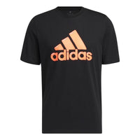 adidas Logo Pen Fill Sportswear Graphic Tee 'Black' HS2513