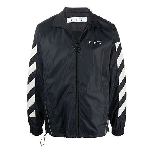 Men's Off-White Diagonal Stripes Jacket Loose Fit Black OMBD022F21FAB0011017