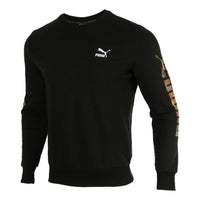 PUMA Logo Long Sleeve Sweatshirt 'Black Gold White' 531399-01
