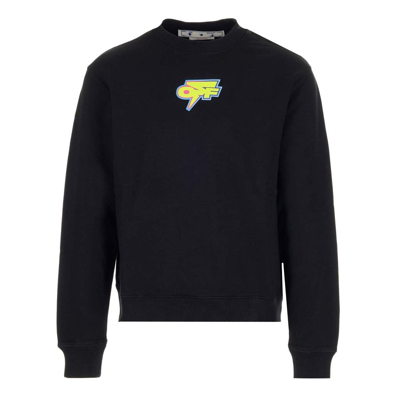 Men's Off-White FW22 Logo Printing Round Neck Hoodless Long Sleeves Black OMBA057F22FLE0051070