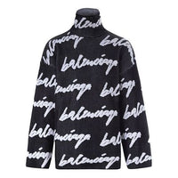 Balenciaga Scribble Logo Turtleneck Jersey Sweater 'Black' 625927T31801070