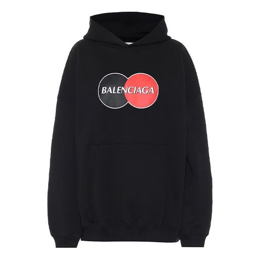 (WMNS) Balenciaga Pattern Loose Version Hoodie Sports Black 620947TIV801000