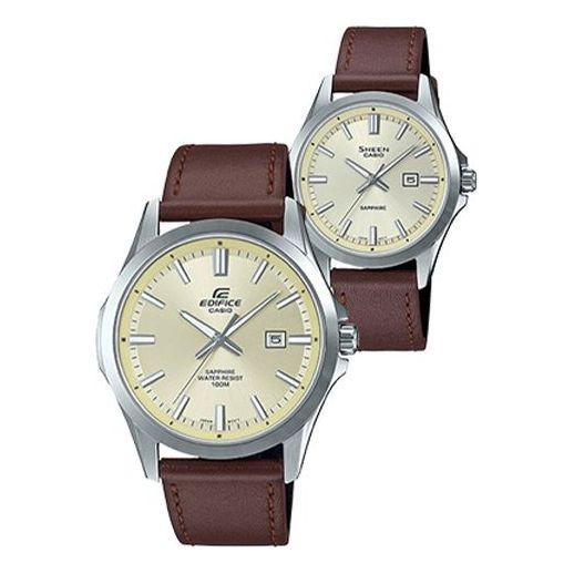 CASIO Minimalistic Casual EFB-106DL-7AVUPR&SHE-4542DL-7AUPR Couple Gold Analog EFB-106DL-7A&SHE-4542DL-7A