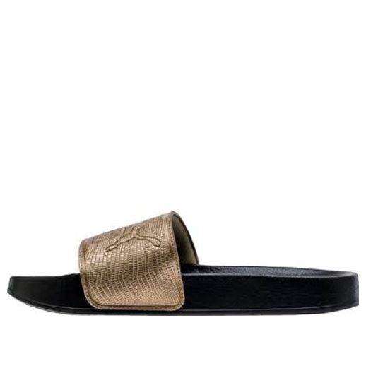 (WMNS) PUMA LEADCAT LTHR WNS Slide Gold 365693-04