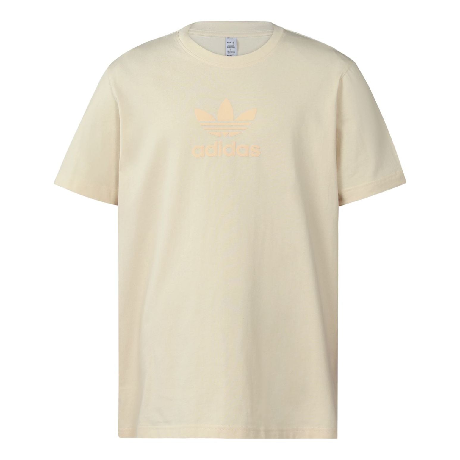 adidas originals Solid Color Logo Round Neck Short Sleeve Creamy White HK2786