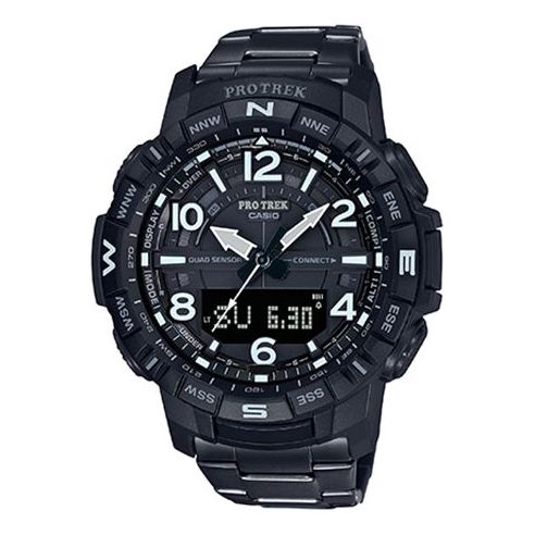 CASIO Bluetooth Waterproof Mens Black Analog/Digital Combo PRT-B50YT-1PR