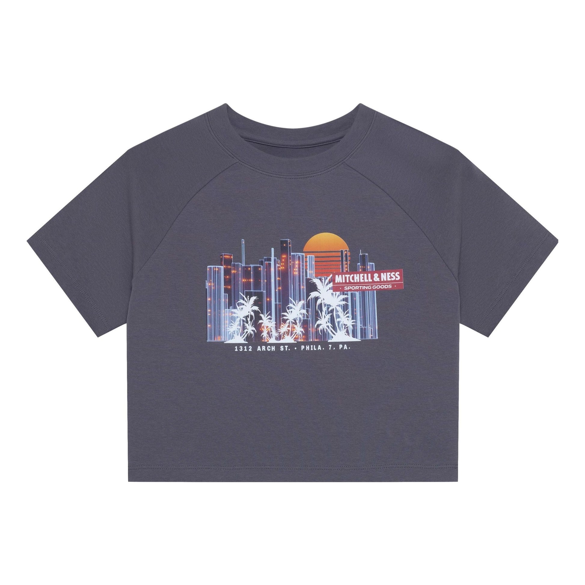 (WMNS) Mitchell & Ness x NBA Phila City View Short Board T-shirt 'Grey' MNJYSST23019-GRAY