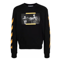 Men's Off-White Printing Round Neck Long Sleeves Version Black OMBA025F21FLE00910841084