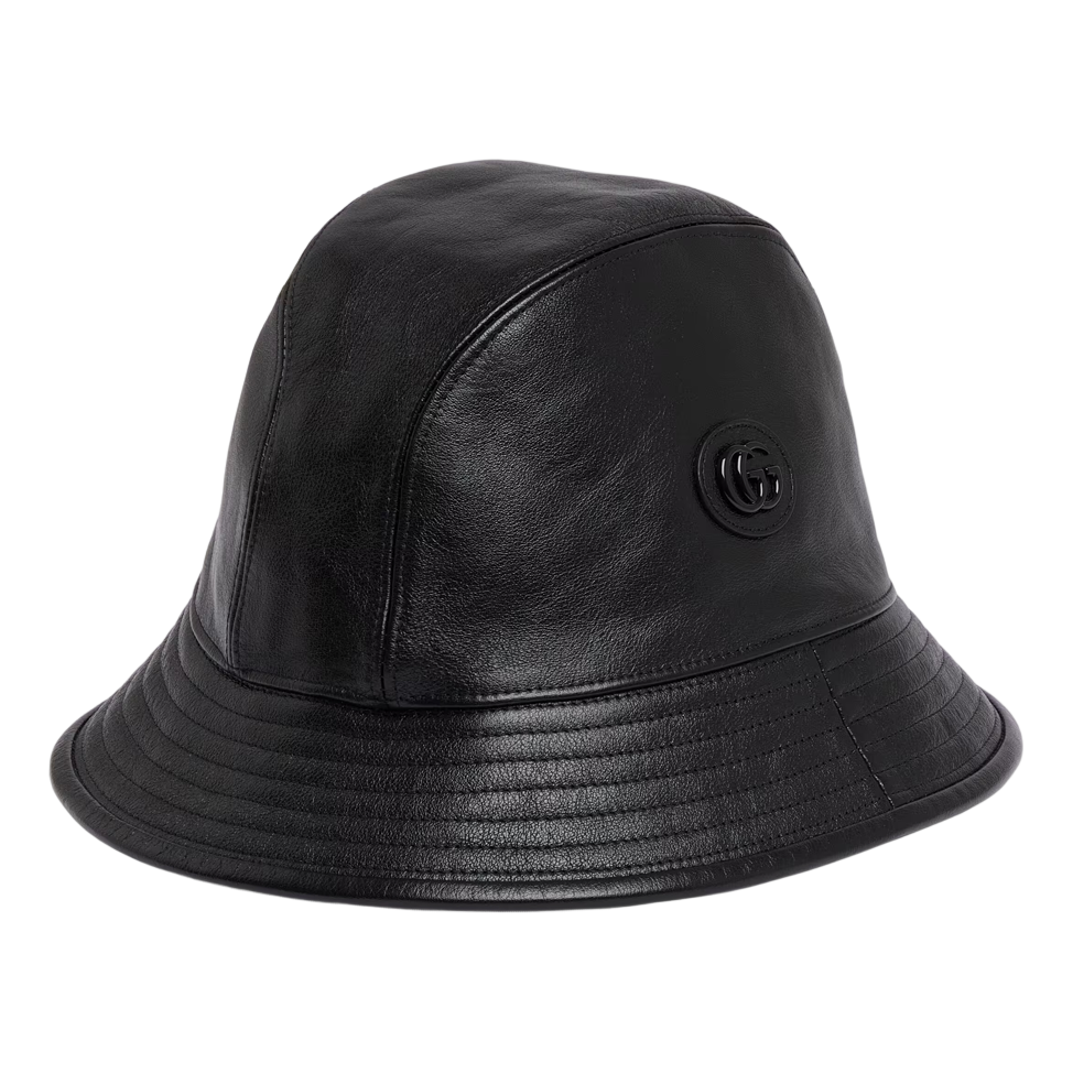 Gucci Leather Bucket Hat With Double G 'Black' 727239-4HAU4-1000