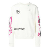 Off-White MENS SS19 Virgil Abloh Diag Stencil Slim Crewneck Sweater Logo White OMBA025R190030150228