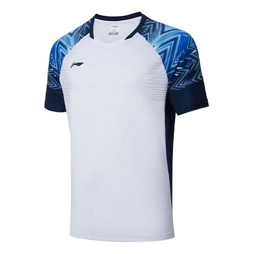 Li-Ning Badminton Series Colorblock Sports T-Shirt 'White Blue' AAYS057-1