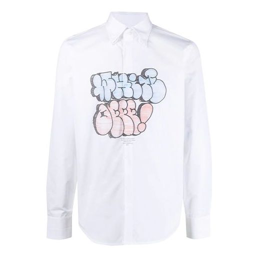 Off-White SS21 Pattern Printing Long Sleeves Shirt White OMGA152R21FAB0020141