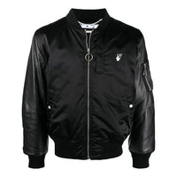 Off-White SS21 aviator Logo Printing Splicing Jacket Black OMJA071S21LEA0021001