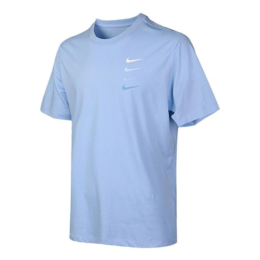 Men's Nike 4 Logo Sports Round Neck Short Sleeve Blue T-Shirt DC2716-571