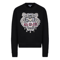 Men's KENZO Pearl Tiger Head Embroidered Pattern Cotton Round Neck Long Sleeves Sports Black FA65SW1114XV-99