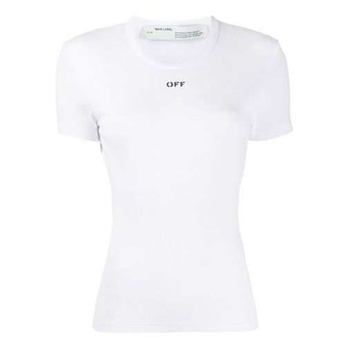 (WMNS) Off-White Cotton Letter Logo Short Sleeves OWAA065R20H790950110