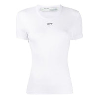 (WMNS) Off-White Cotton Letter Logo Short Sleeves OWAA065R20H790950110