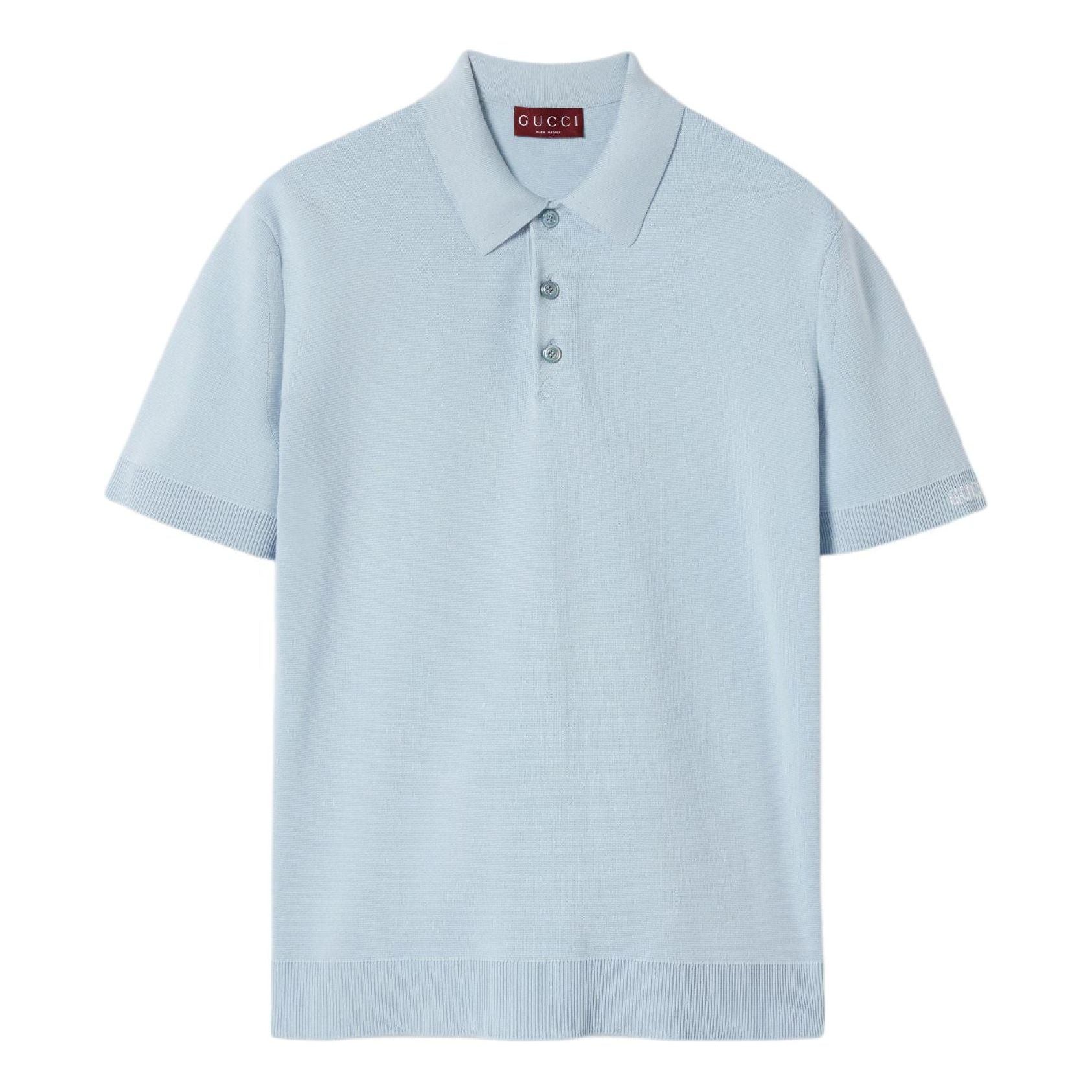 Gucci Silk Cotton Knit Polo Shirt 'Light Blue' 784644-XKD2A-4421