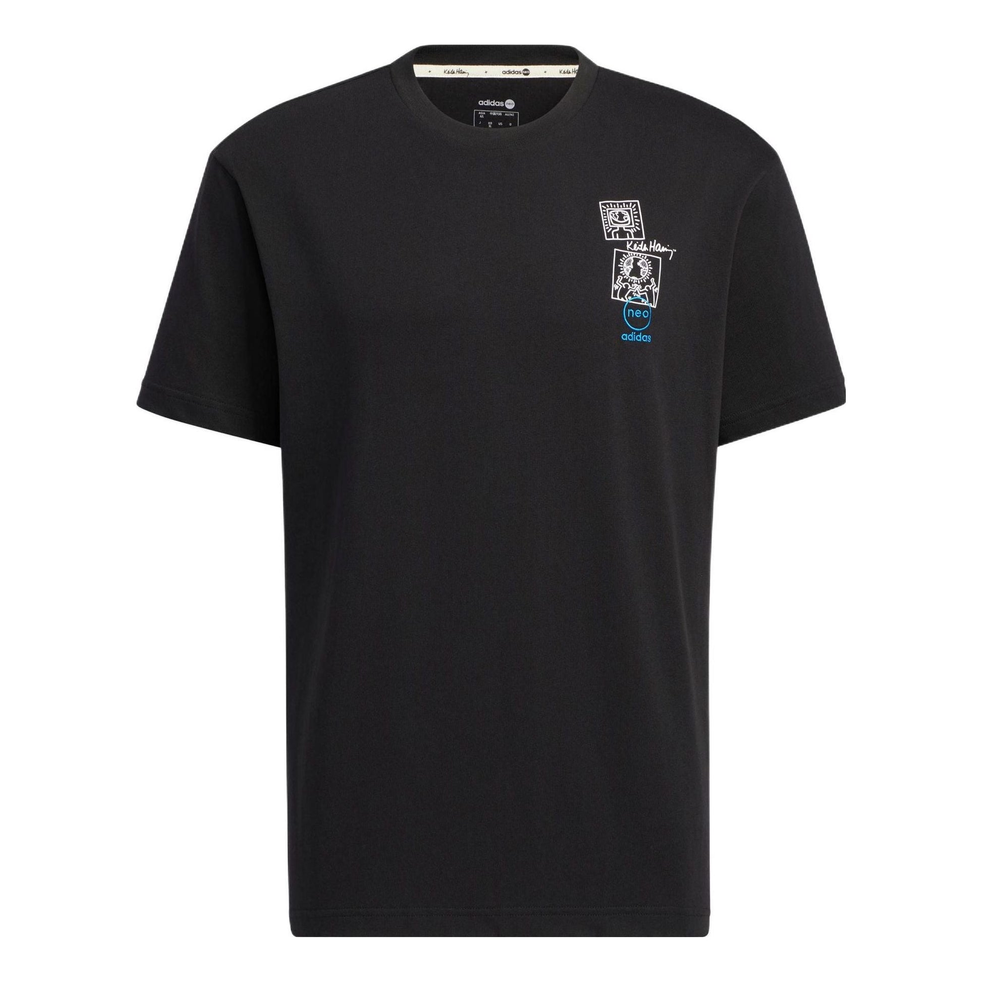 adidas neo x Keith Haring Crossover Cartoon Earth Pattern Printing Short Sleeve Black HD7269