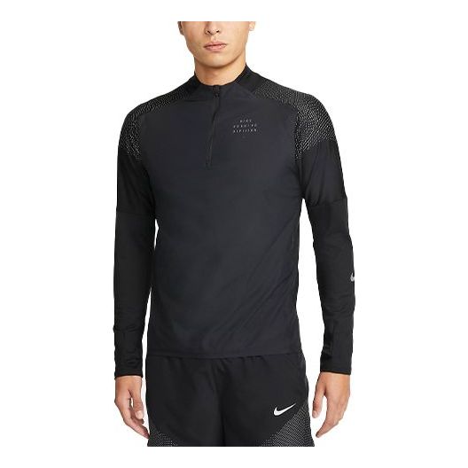Nike Dri-FIT Run Division Flash Element Solid Color Long Sleeves Running Gym Clothes Black DD6029-010