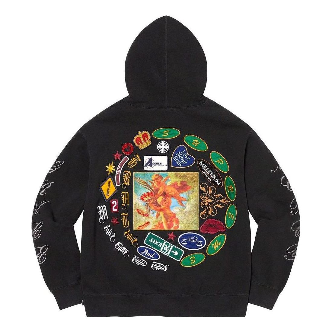 Supreme Patches Spiral Hooded Sweatshirt 'Black White' SUP-SS23-199