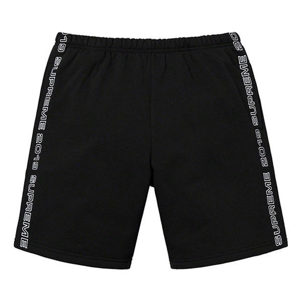 Supreme SS19 Topline Sweatshort Side Embroidered Logo Shorts Unisex Black SUP-SS19-10328