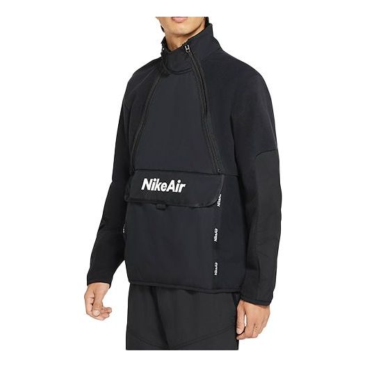 Nike Air Winterized Stand Collar Half Zipper Fleece Stay Warm Woven Jacket Black CU4164-010