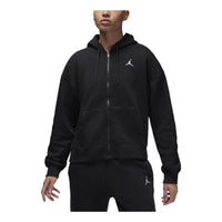 (WMNS) Air Jordan Brooklyn Fleece Full-Zip Hoodie 'Black White' FD7865-010