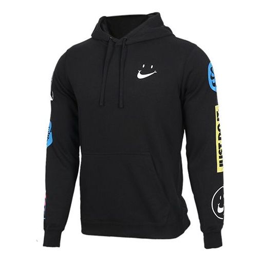Nike Smiling Face Printing hooded Pullover Sports Black CI1975-010