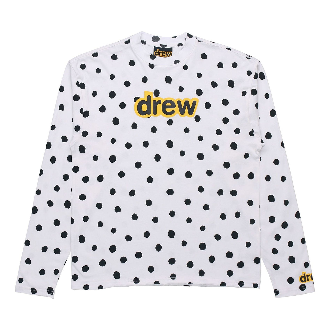 Drew House SS21 Secret ls Tee polka dots Alphabet Long Sleeves Unisex White DR-SS21-32