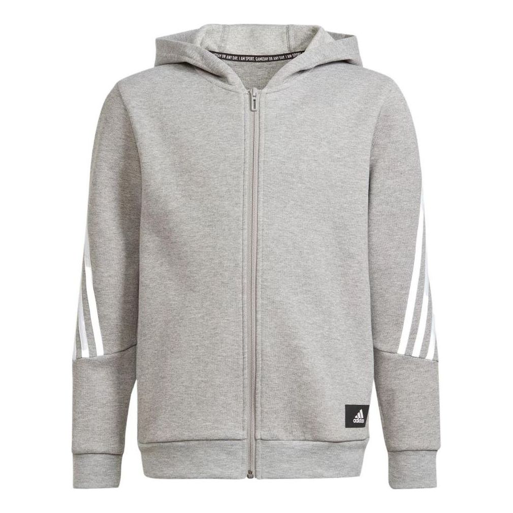(GS) adidas Future Icons 3-Stripes Full Zip Hoodie Asia Sizing 'Grey' H26635