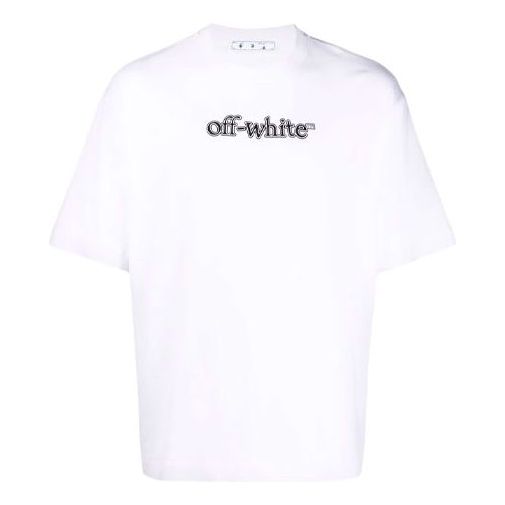 Men's Off-White Logo Printing Pullover Short Sleeve Loose Fit White T-Shirt OMAA120F21JER0010110