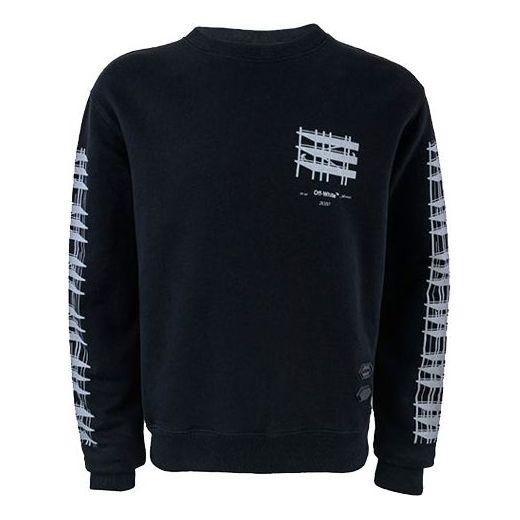 Men's Off-White Loose Casual Round Neck Pullover Printing Black OWBA25E19E30004IW