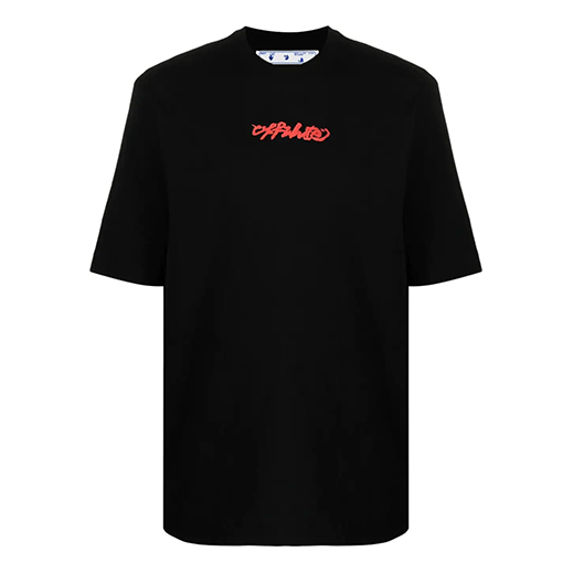 Off-White FW21 Logo Printing Arrow Pattern Round Neck Short Sleeve Ordinary Version Black OMAA119F21JER0151084