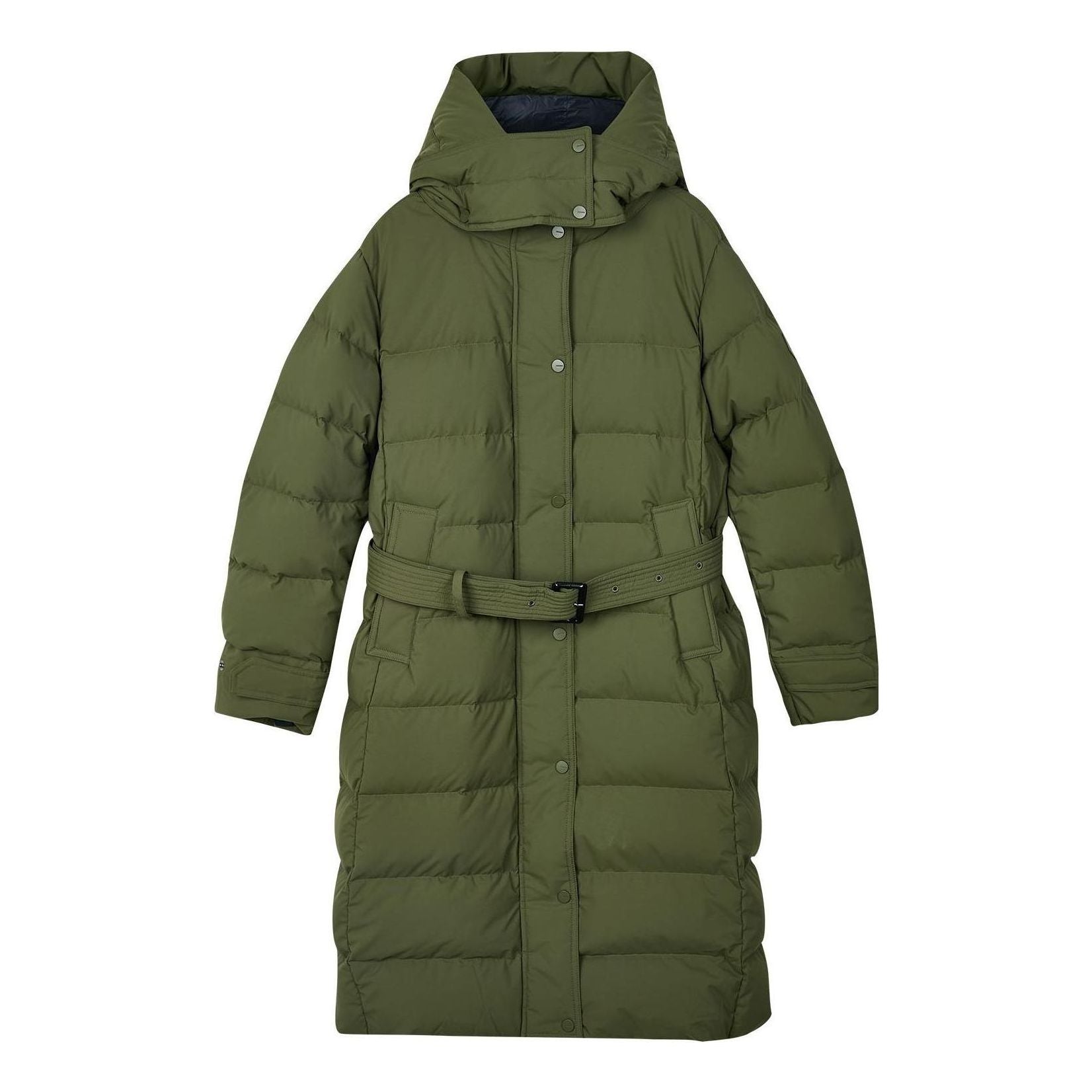 (WMNS) Skechers Bob's Series Casual Hooded Long Woven Down Jacket 'Green' L423W061-0067