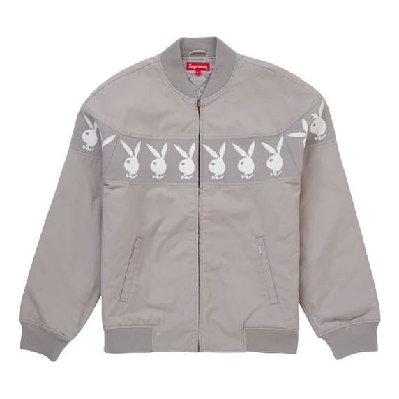 Supreme SS19 Supreme x Playboy Crew Jacket Grey SUP-SS19-499