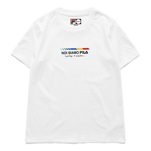 FILA FUSION Alphabet Printing Knit Sports Short Sleeve White T11W121101F-WT